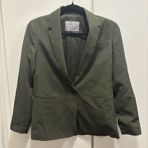 Everlane Women’s Sz 2 100% Wool Italian GoWeave Olive Green Blazer